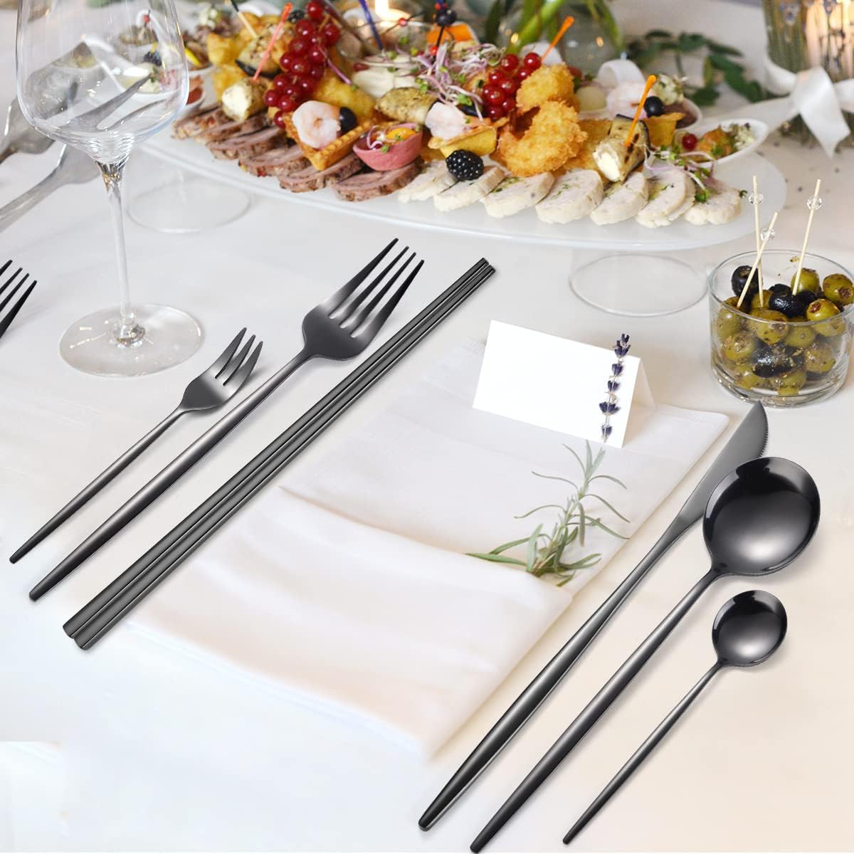 AARAINBOW 8 Pieces Stainless Steel Flatware Set Portable Reusable Cutlery Set Travel Utensils Set Including Chopsticks Knife Fork Spoon Straws Cleaning Brush Dishwasher Safe (Pink Golden)