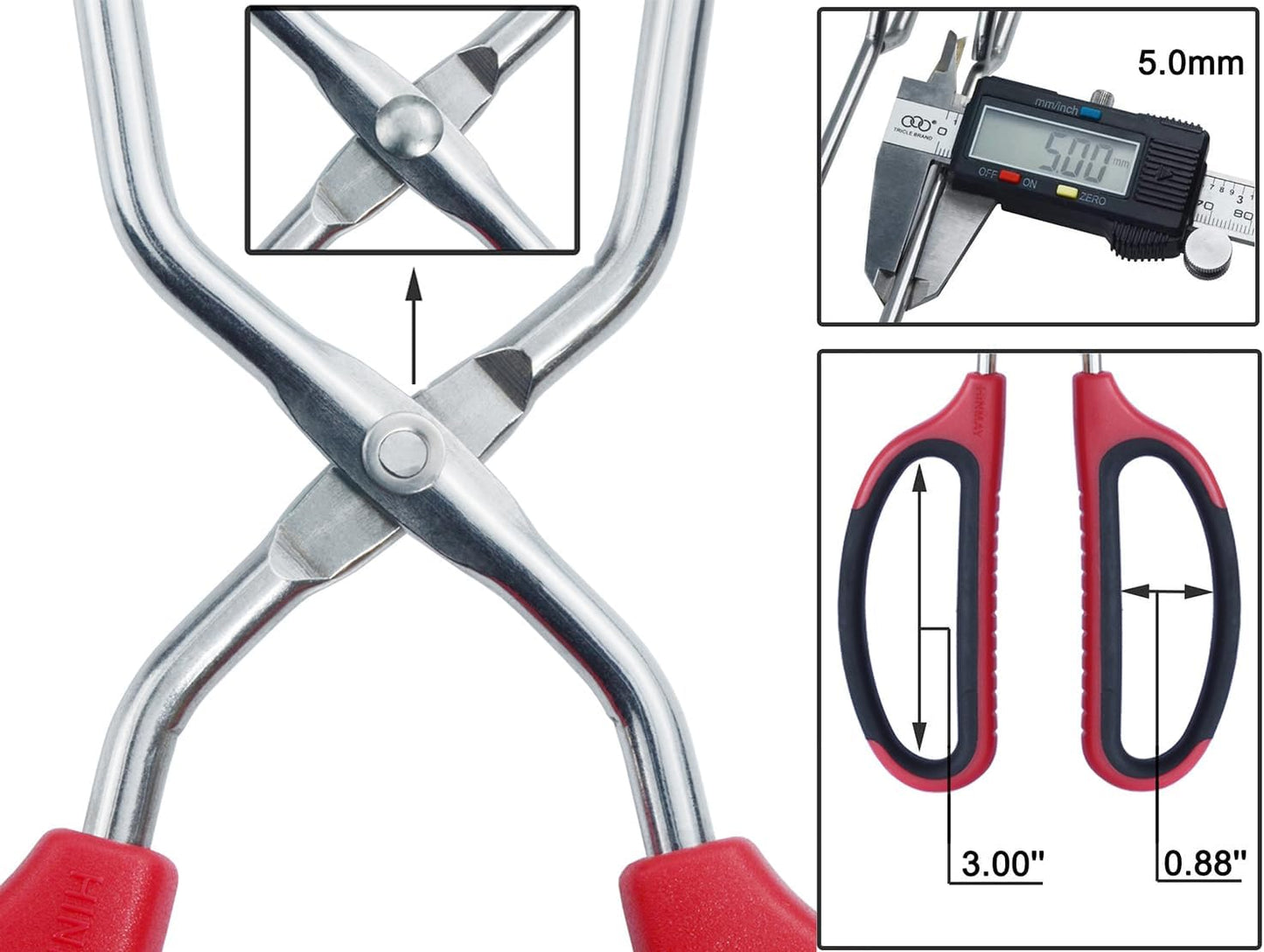 HINMAY Stainless Steel Scissor Tongs 11-Inch and 13-Inch Set, Set of 2