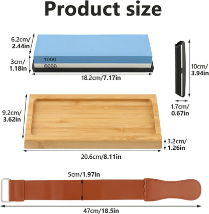 Knife Sharpening Stone Set, 1000/6000 Grit Dual-Sided Whetstone