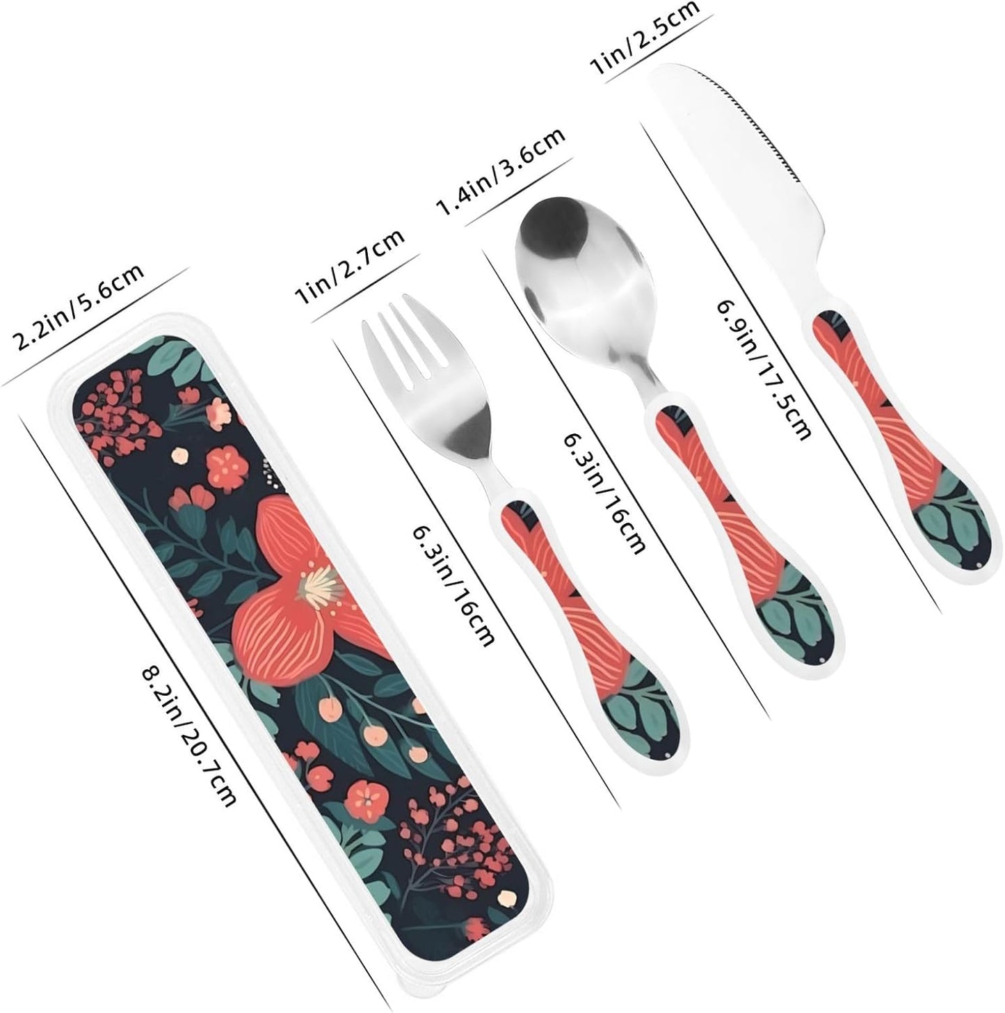Stainless Steel Kids Silverware Set, Simple Little Flower Utensil Set Reusable Children Safe Knife Spoon Fork Set With Storage Case Dishwasher Safe For Lunch, Travel Outdoors
