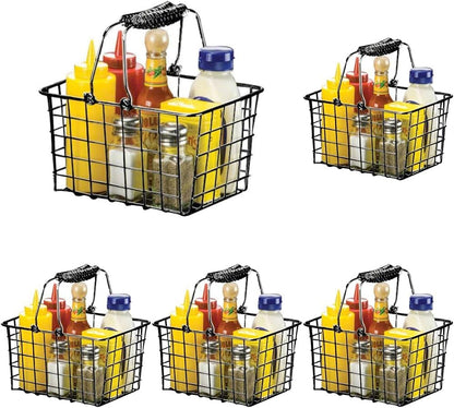American Metalcraft RBHB975 9" x 7" Black Rectangular Basket w/ Handles