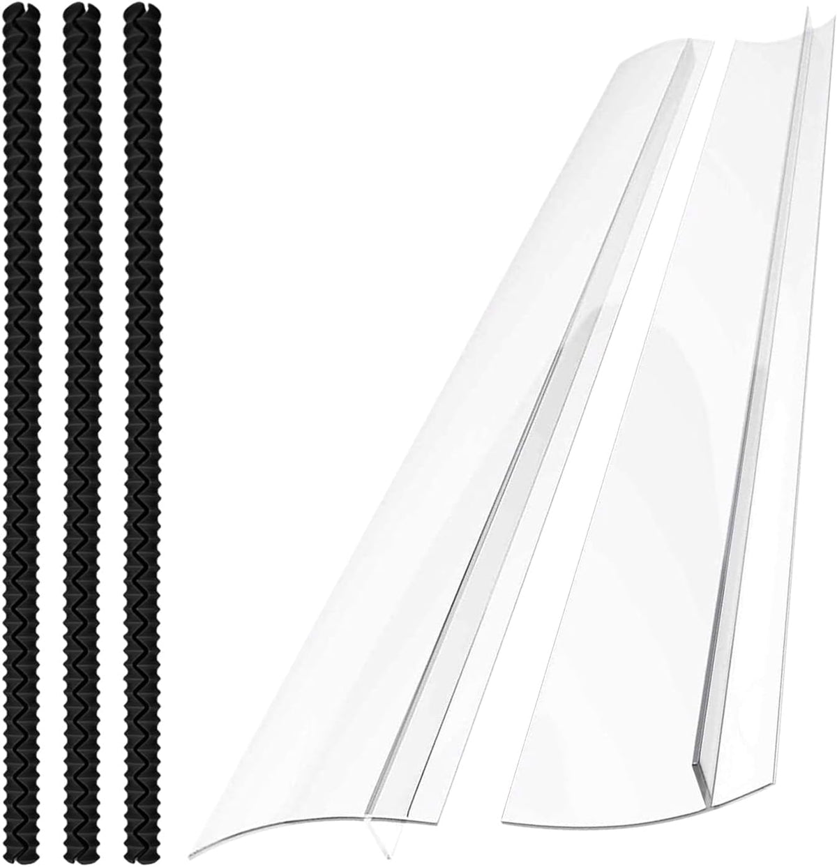 Silicone Oven Guards for Racks (3 Pack) and 30 Inch Silicone Stove Gap Covers (Clear, 2 Pack), Bundle