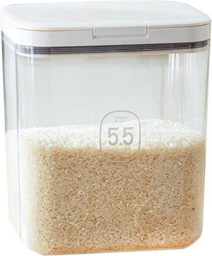 Airtight Rice Storage Bin Flour Storage Container 4.5L/4.75qt, Clear Food Container with Measuring Cup Airtight Lid for Kitchen Pantry Organization and Storage