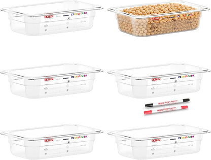 6-Pack Clear Polycarbonate Handled Lids for 1/6 Size NSF Food Pans