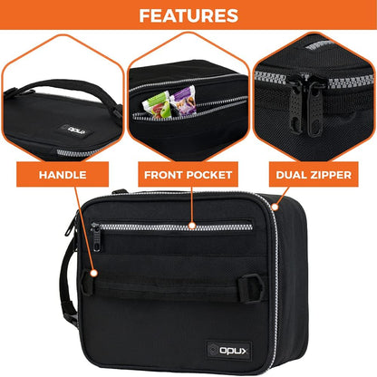 opux Insulated Lunch Box for Men Women Adult, Compact Lunch Bag for Kids Boy Girl Teen, Soft Lunch Cooler Bag for Work School, Leakproof Lunchbox Lunch Pail with Clip-on Buckle, Grey Flowers