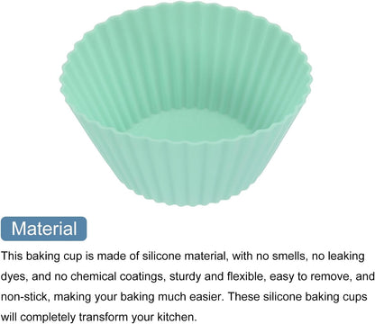 uxcell 18Pcs Silicone Cupcake Liners, Non-Stick Baking Cups, for Cooking Eggs, Baking Muffins and Make a Cake(Pink)