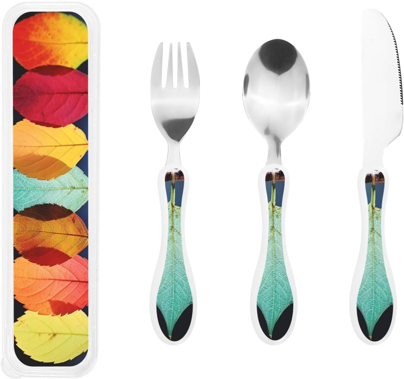3-Piece Kids Silverware Set With Storage Case, Stainless Steel Reusable Children Safe Knife Spoon Fork Set Cute Kittens Children Flatware Set For Kids Lunch Box