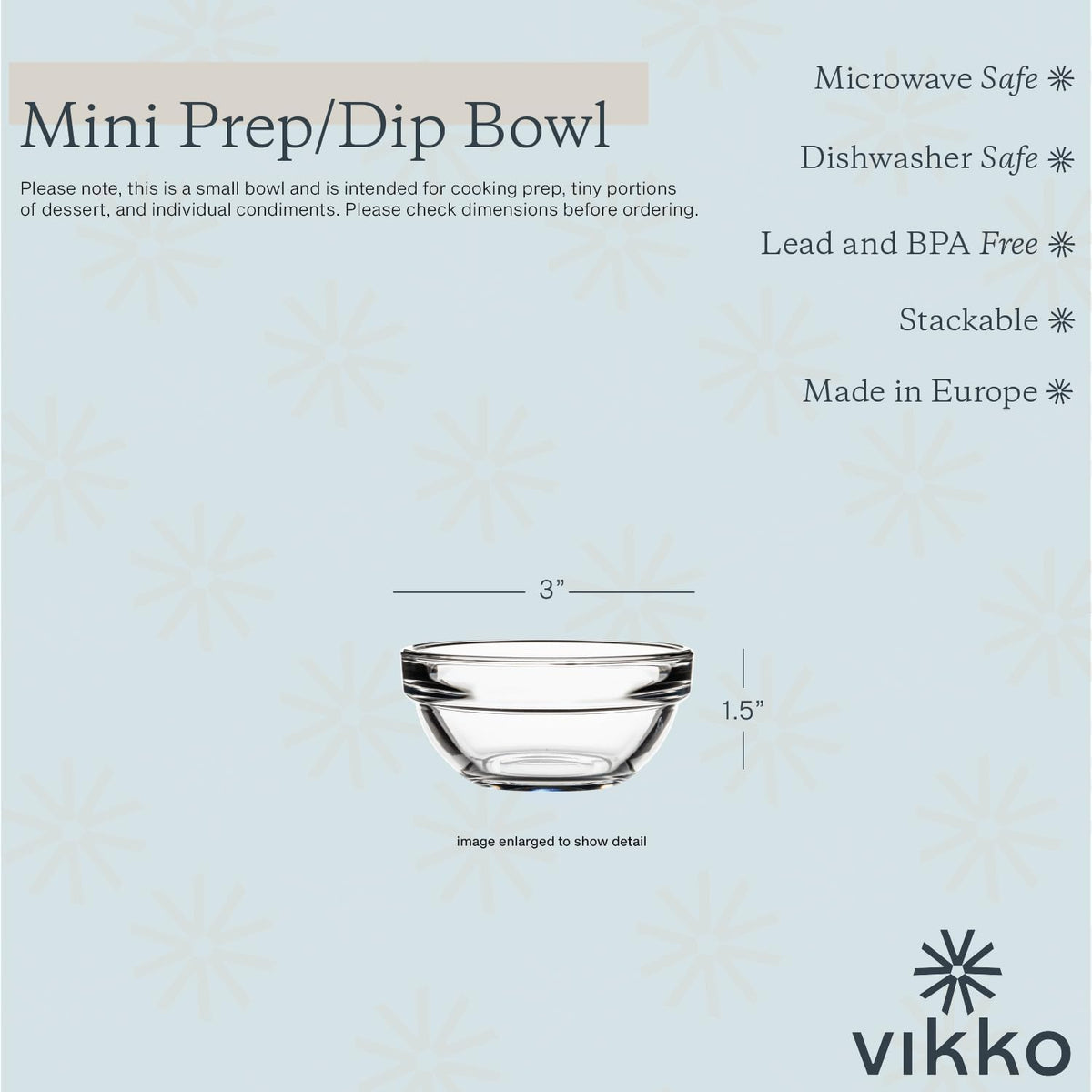 Vikko Small Glass Bowls,3.5 Inch Mise En Place Bowls, Set of 6 Glass Pinch Bowl, Prep Dish For Cooking, Sauce Bowl, Snack, Dessert & Dip