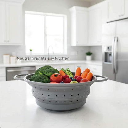 2‑Quart Silicone Collapsible Colander & Kitchen Collapsible Strainer