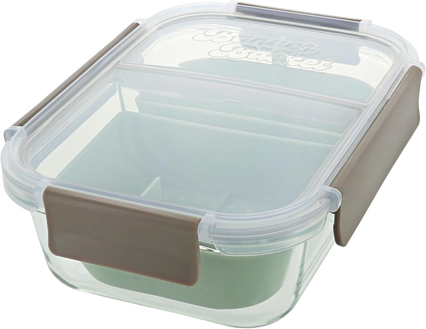 Two Compartment Borosilicate Glass Container Cleaning Tool with Sealable Lid (Full Melt Sand)