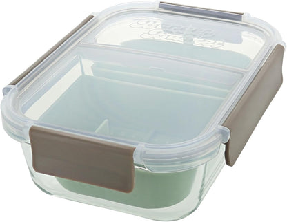 Two Compartment Borosilicate Glass Container Cleaning Tool with Sealable Lid (Full Melt Sand)