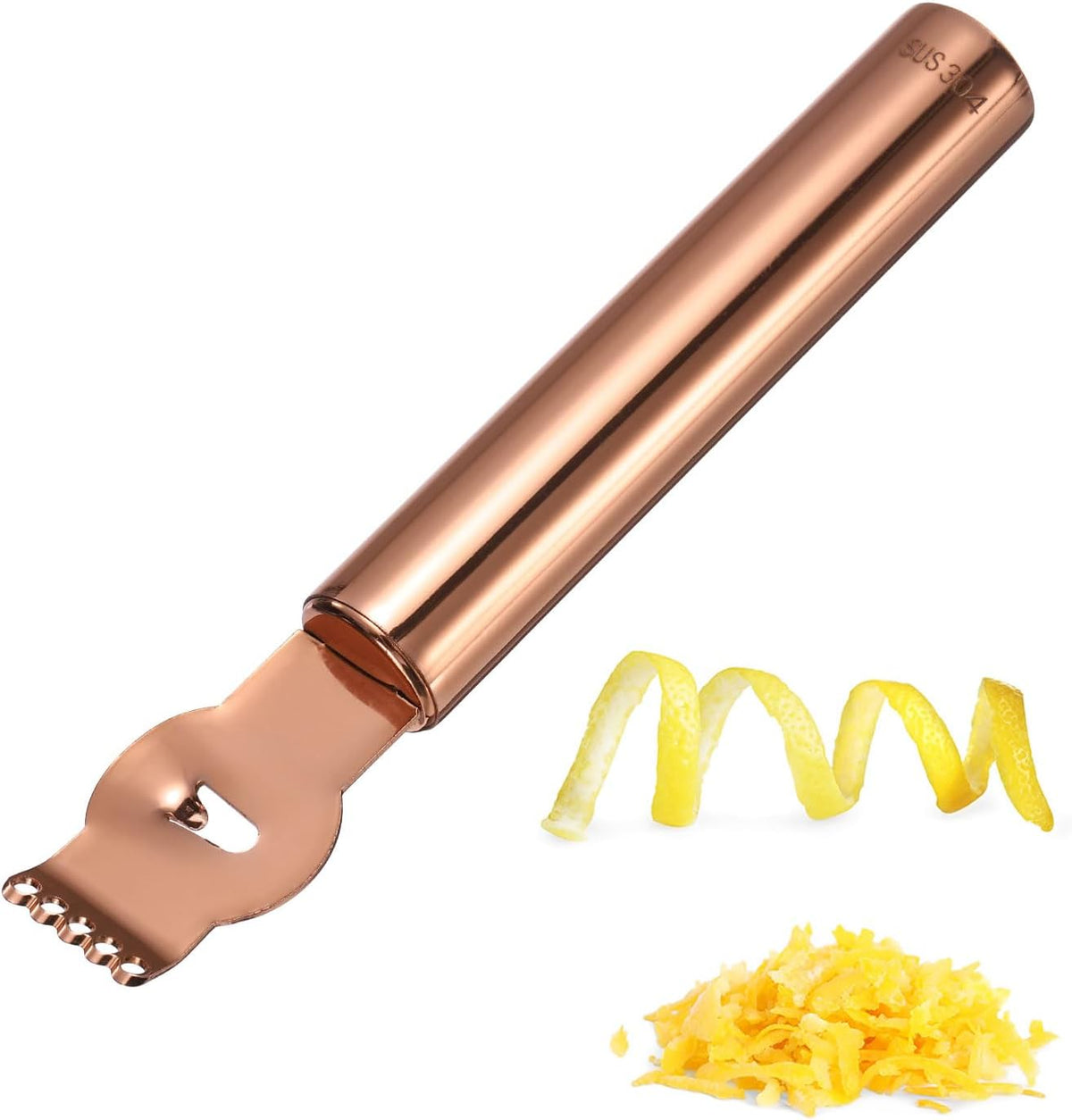 uxcell Lemon Zester Tool Stainless Steel Orange Peeler Silver