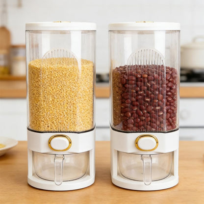 Rice Dispenser 22 Lbs-Large Grain Storage Container With Measuring Cup，Kitchen Organization For Cereal, Oatmeal, Coffee Bean, Pet Food, Pantry Storage & Farmhouse Decor (CLEAR)