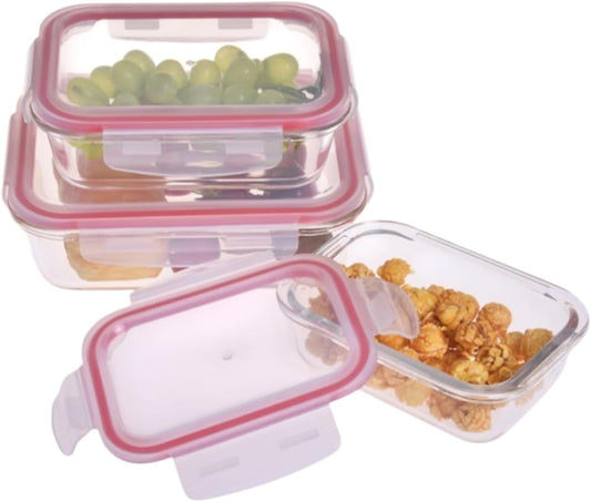 Westinghouse 3-Piece Glass Food Storage Container Set with Airtight Lids - BPA-Free, Stackable, Leakproof, Freezer, Microwave, Oven & Dishwasher Safe Meal Prep Containers - 370ml 640ml 1050ml