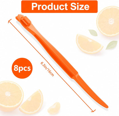 8 Pcs Orange Peeler Citrus Peeler Long Handle Plastic