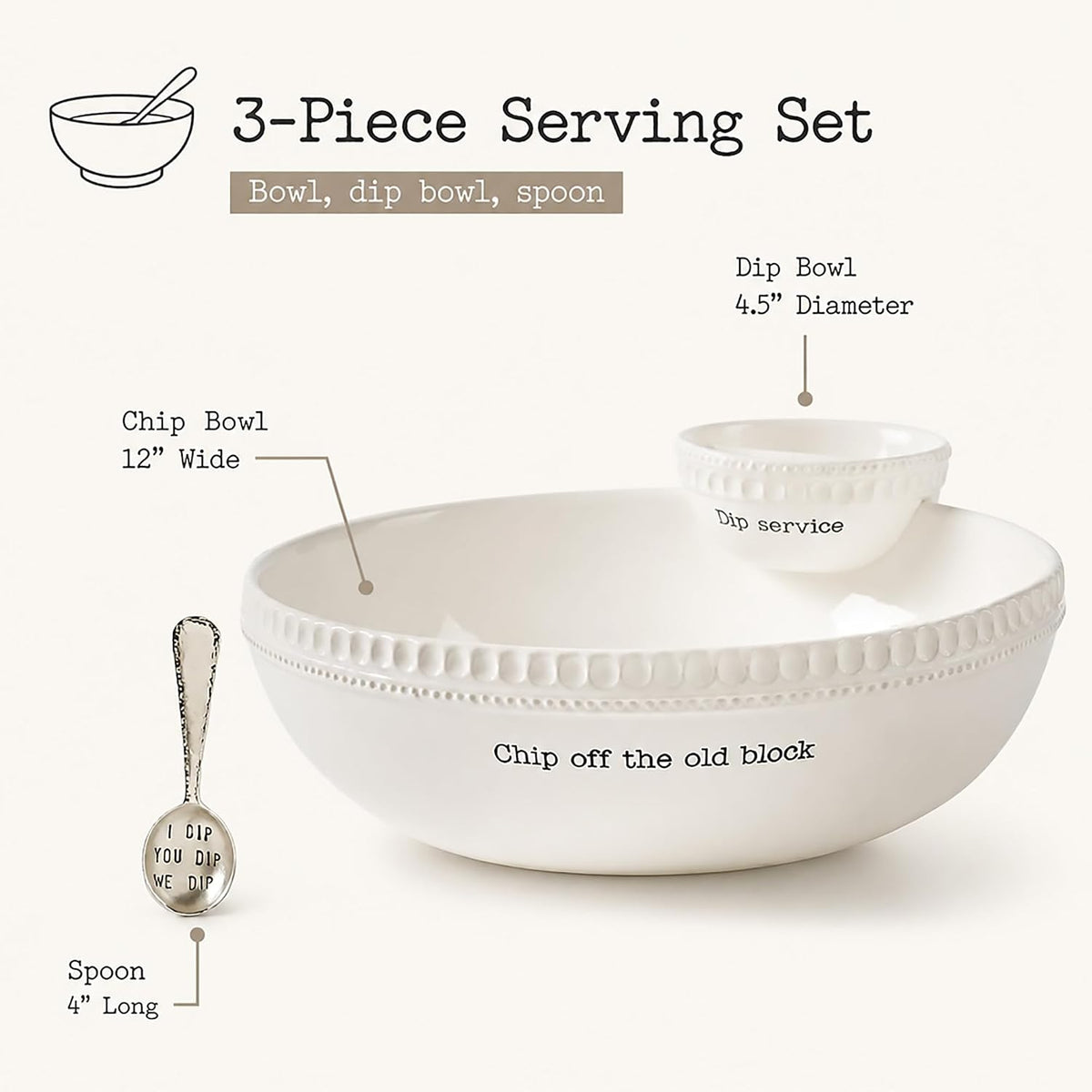 Mud Pie Beaded Stacked Chip And Dip Bowl
