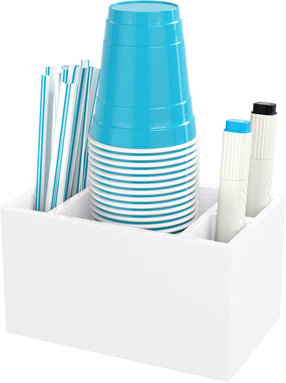 Double Cup Holder with Marker Slot, Party Cup Dispenser Acrylic Cup Organizer Mark Your Cup and Drink Up Caddy Modern Bar Counter Decor, Clear