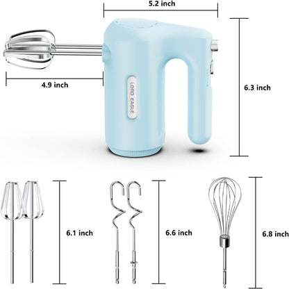 5-Speed Small Hand Mixer Electric, 300W Compact Portable, Black