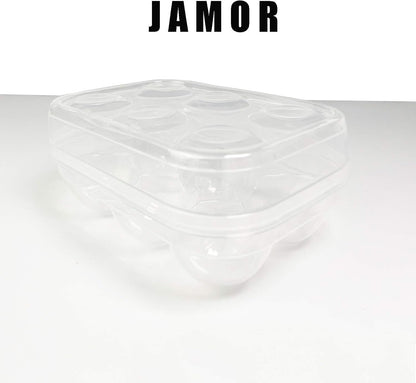 JAMOR 6 Grid Egg Storage Box Refrigerator Crisper Egg Protection Box Portable Egg Carriage Container For Camping Picnic Essential (Blue)