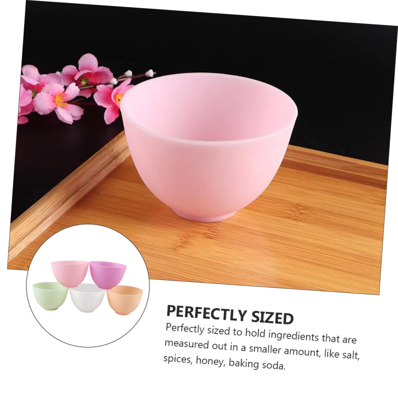 Ipetboom 5Pcs Odorless Silicone Bowl Prep Measuring Bowls for DIY Facial Masks and Cooking Flexible and Microwave Safe for Home Use Various Recipes