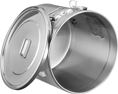 DYNAMI 12.7Gal 304 Stainless Steel Rice Storage Container,Extra Large Food Grade Canister,40-90Lbs Sealed Rice Bucket with Airtight Lid and Locking Buckle,for Rice, Flour, Grain (48L)