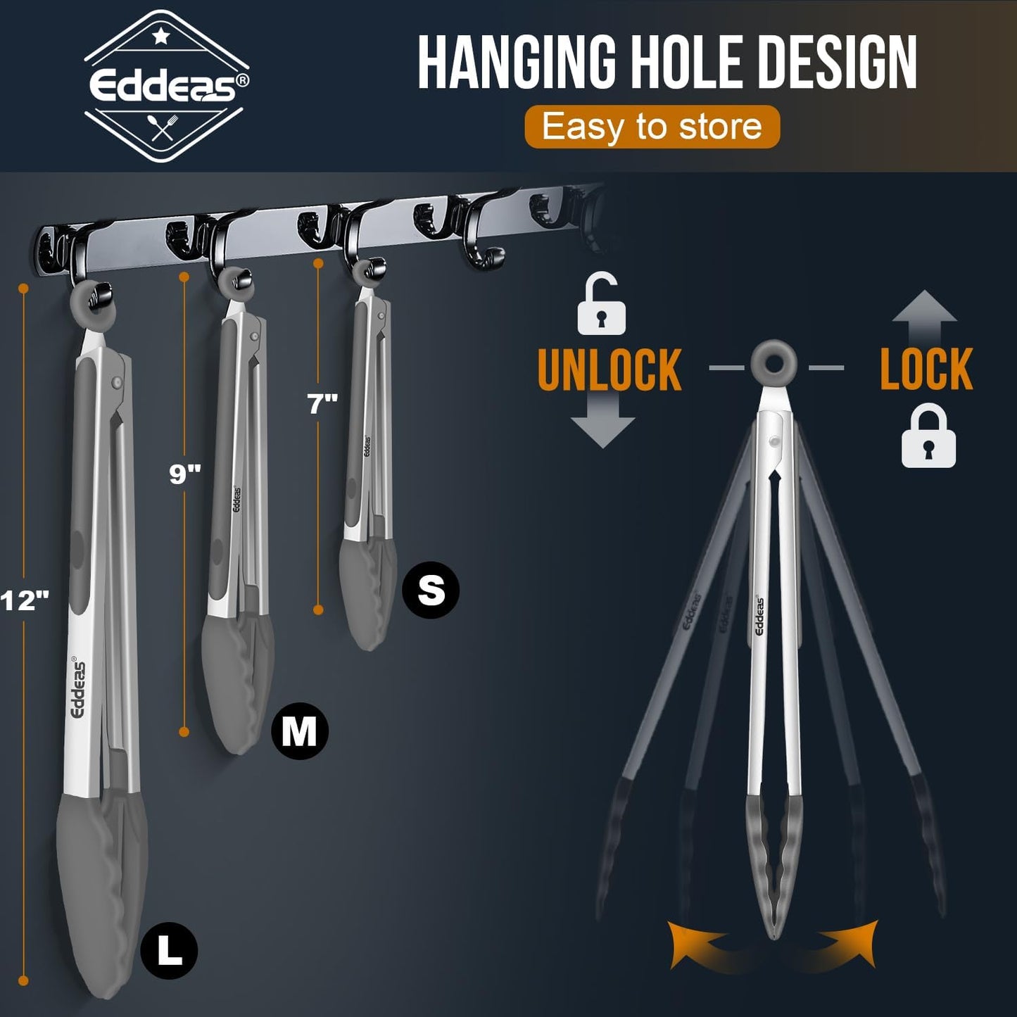 Eddeas Kitchen Tweezers Tongs, Cooking Tweezers Stainless Steel - 3 Size 12'' 10'' & 8 inch Ideal for Meat, pasta, plating and pinching delicate small pieces of food, Set of 3