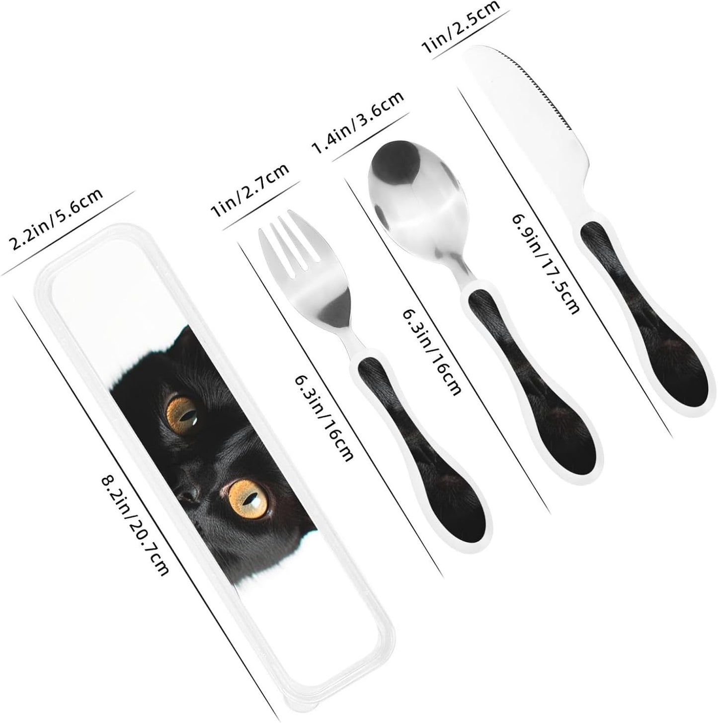 3-Piece Kids Silverware Set With Storage Case, Stainless Steel Reusable Children Safe Knife Spoon Fork Set Black And White Grid Children Flatware Set For Kids Lunch Box