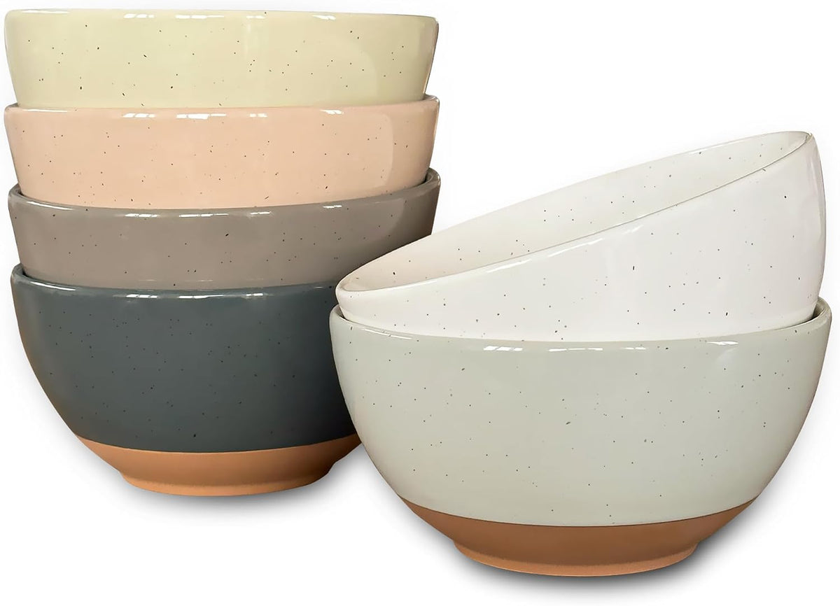 Mora Ceramic Artisan Matte Small Dessert Bowls - 16oz, Set of 6 - Microwave, Oven and Dishwasher Safe, For Rice, Ice Cream, Soup, Snacks, Cereal, Chili, Side Dishes etc - Microwavable Kitchen Bowl