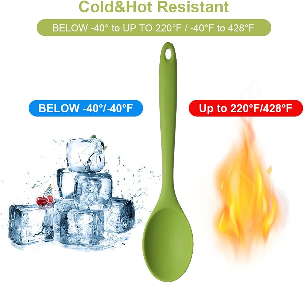 4 Pieces Silicone Spoons for Cooking, Large Silicone Mixing Spoon Set, Nonstick Heat-Resistant Cooking Spoons, 4 Colors Kitchen Utensil Spoons for Mixing Baking Cooking Serving Stirring Tools