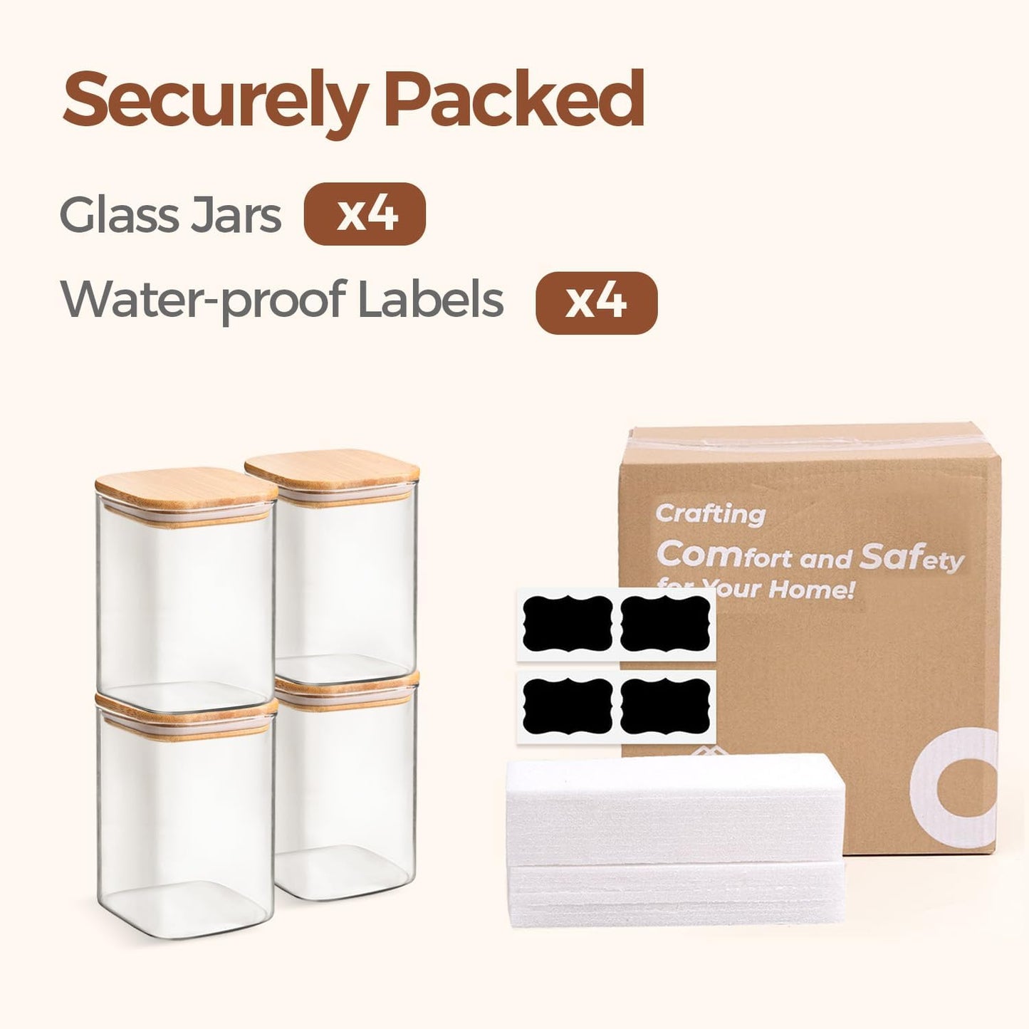 ComSaf 2Pcs Large Glass Storage Containers with Lids 4Qt, 1 Gallon Wide Mouth Flour Sugar Storage Containers, Large Capacity and Sealed for Rice, Cereal, Oat, Easy Clean and Scoop, Pantry Organization