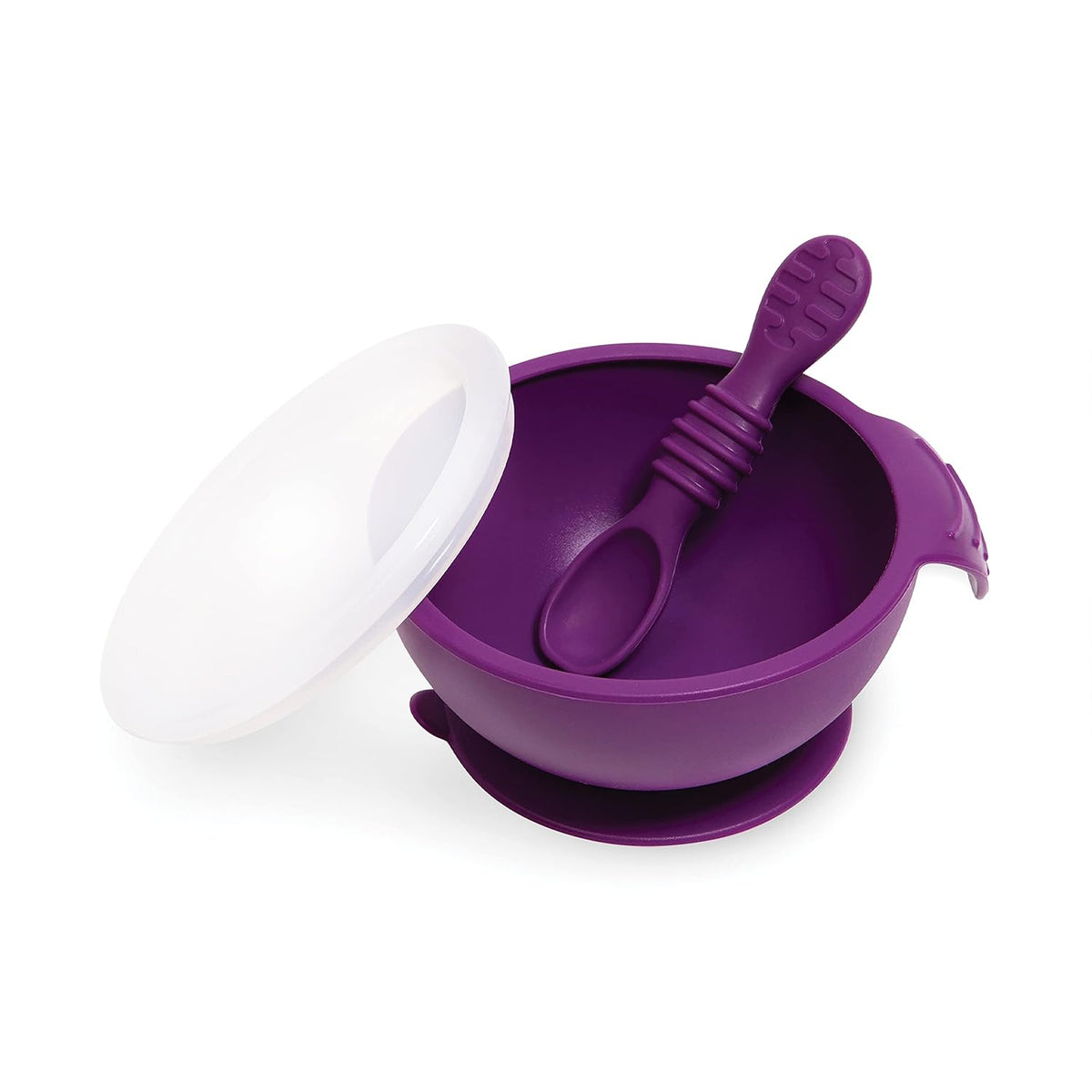 Bumkins Baby Bowl, Silicone Feeding Set with Suction for Baby and Toddler, Includes Spoon and Lid, First Feeding Set, Training Essentials for Baby Led Weaning for Babies 4 Months Up, Sage