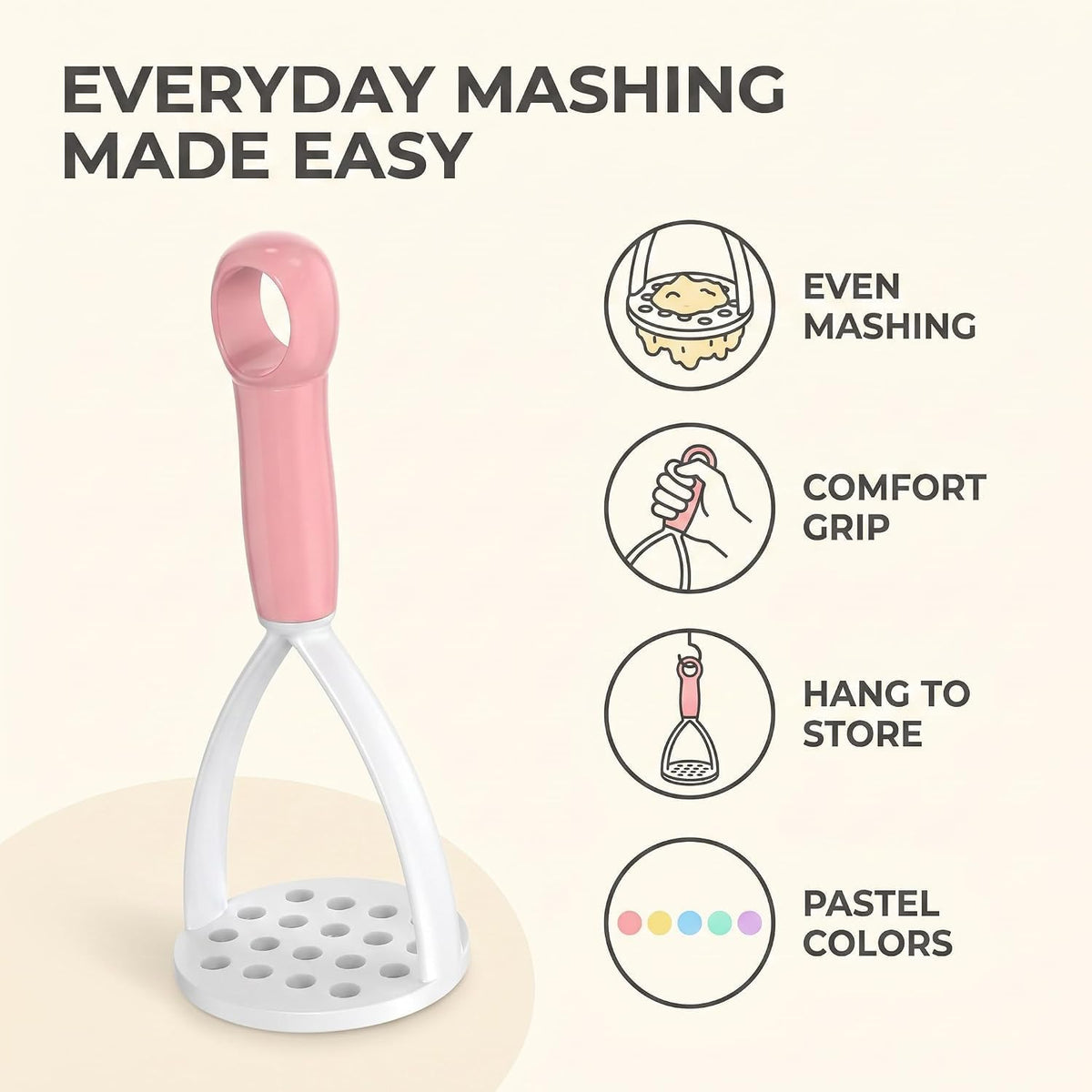 1Pc Random Color Manual Silicone Potato Masher, Cooking Utensils Masher, Mini Potato Masher for Non-Stick Cookware, Potato Mashers