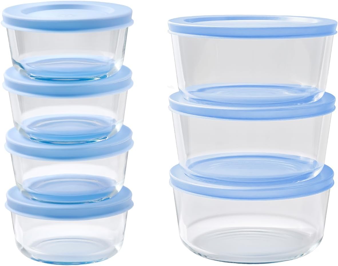 6-Piece Glass Food Storage Containers Set (3 Containers + 3 BPA-Free Lids) | 2-Cup, Leakproof | Microwave, Freezer, Oven & Dishwasher Safe | Ideal for Meal Prep & Pantry Organization, Pistachio