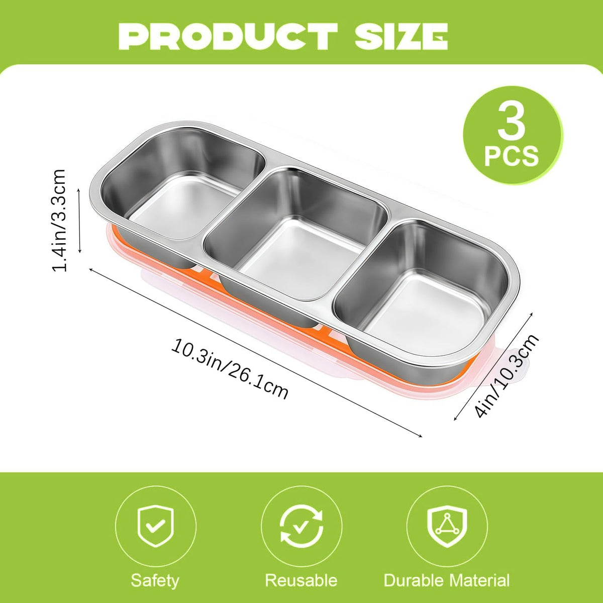 Stainless Steel Snack Containers, 6-Pack Reusable Grab and Go Containers with Lids, Dual Compartment Bento Box for Travel, Camping & Lunch Prep
