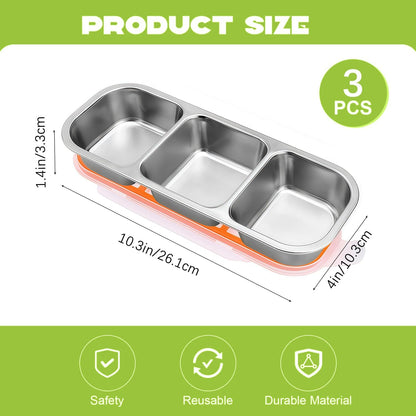 Stainless Steel Snack Containers, 6-Pack Reusable Grab and Go Containers with Lids, Dual Compartment Bento Box for Travel, Camping & Lunch Prep