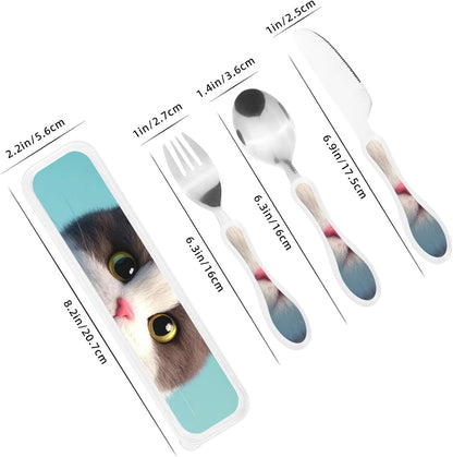 3-Piece Kids Silverware Set With Storage Case, Stainless Steel Reusable Children Safe Knife Spoon Fork Set Classic Cocktail Children Flatware Set For Kids Lunch Box