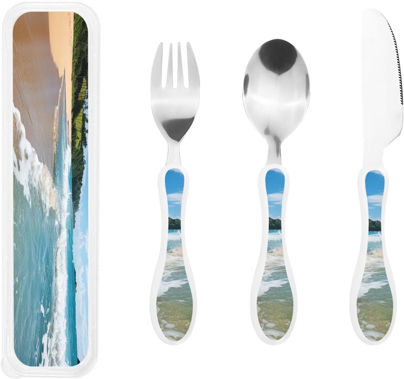 3-Piece Kids Silverware Set With Storage Case, Stainless Steel Reusable Children Safe Knife Spoon Fork Set Classy Flowers Children Flatware Set For Kids Lunch Box