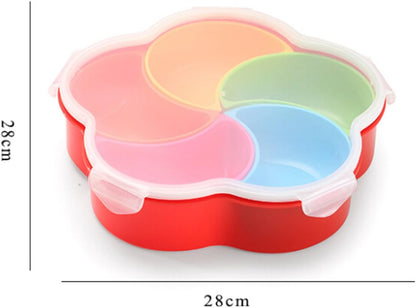 Emoyi Plastic Decorative Serving Trays Food Container with Lid and Removable Cup Appetizer Plates for Holiday Party and Kitchen