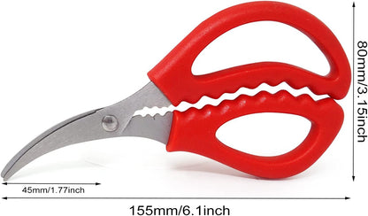 Honbay 2PCS Multifunctional Stainless Steel Shears Kitchen Seafood Scissors Fish Crab Shrimp Lobster Scissors Seafood Peeling Tools for Home (2 Color, 6")