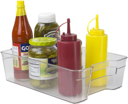 Home Basics Clear Plastic Storage Fridge Bin with Handles (Small)