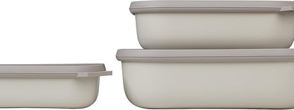 Mepal Cirqula Set of 3 Rectangular Deep Multi Food Storage Serving Containers with Transparent Lids | Perfect for Food Prep | Microwave & Dishwasher Safe | Nordic Black | Made in Holland