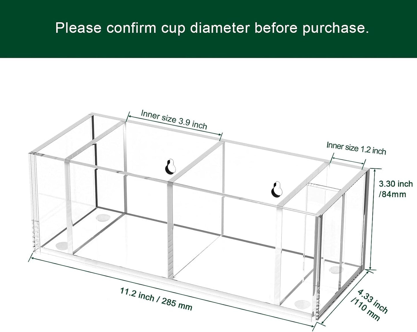 Double Cup Holder with Marker Slot, Party Cup Dispenser Acrylic Cup Organizer Mark Your Cup and Drink Up Caddy Modern Bar Counter Decor, Clear