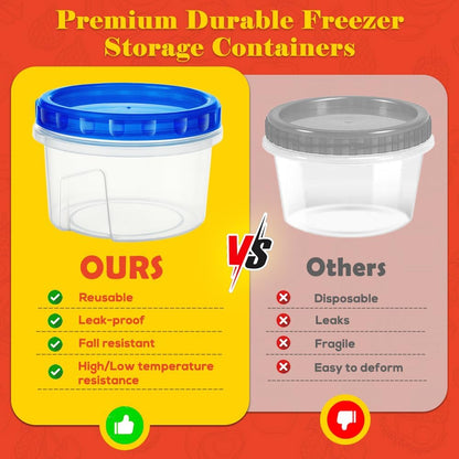 10 Pack 17oz Reusable Freezer Storage Containers with Twist Top Lids Airtight, Clear Plastic Food Storage Meal Prep Containers for Leftover Lunch Fruit Salad Snack, Small Soup Container Microwave Safe
