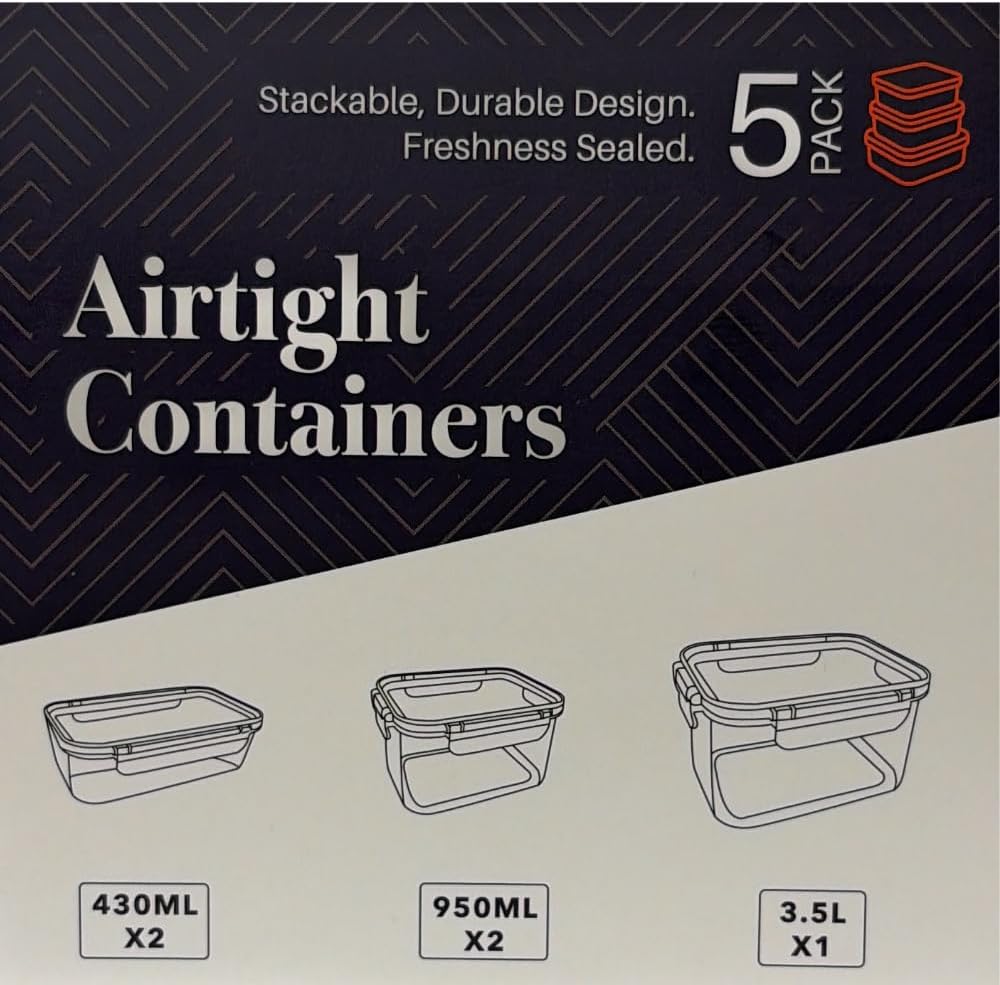 10-Piece Airtight Food Storage Containers with Locking Lids, Reusable Meal Prep Containers, Leak-Proof, BPA-Free, Stackable, Durable Design, Freshness Sealed