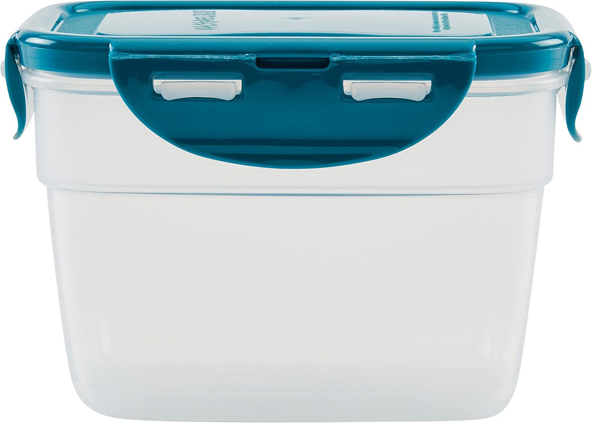 Rachael Ray Leak-Proof Nestable Container Food Storage Bin Set, 10-Piece, Clear with Teal Lids