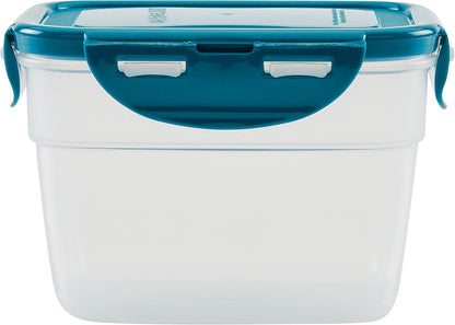 Rachael Ray Leak-Proof Nestable Container Food Storage Bin Set, 10-Piece, Clear with Teal Lids