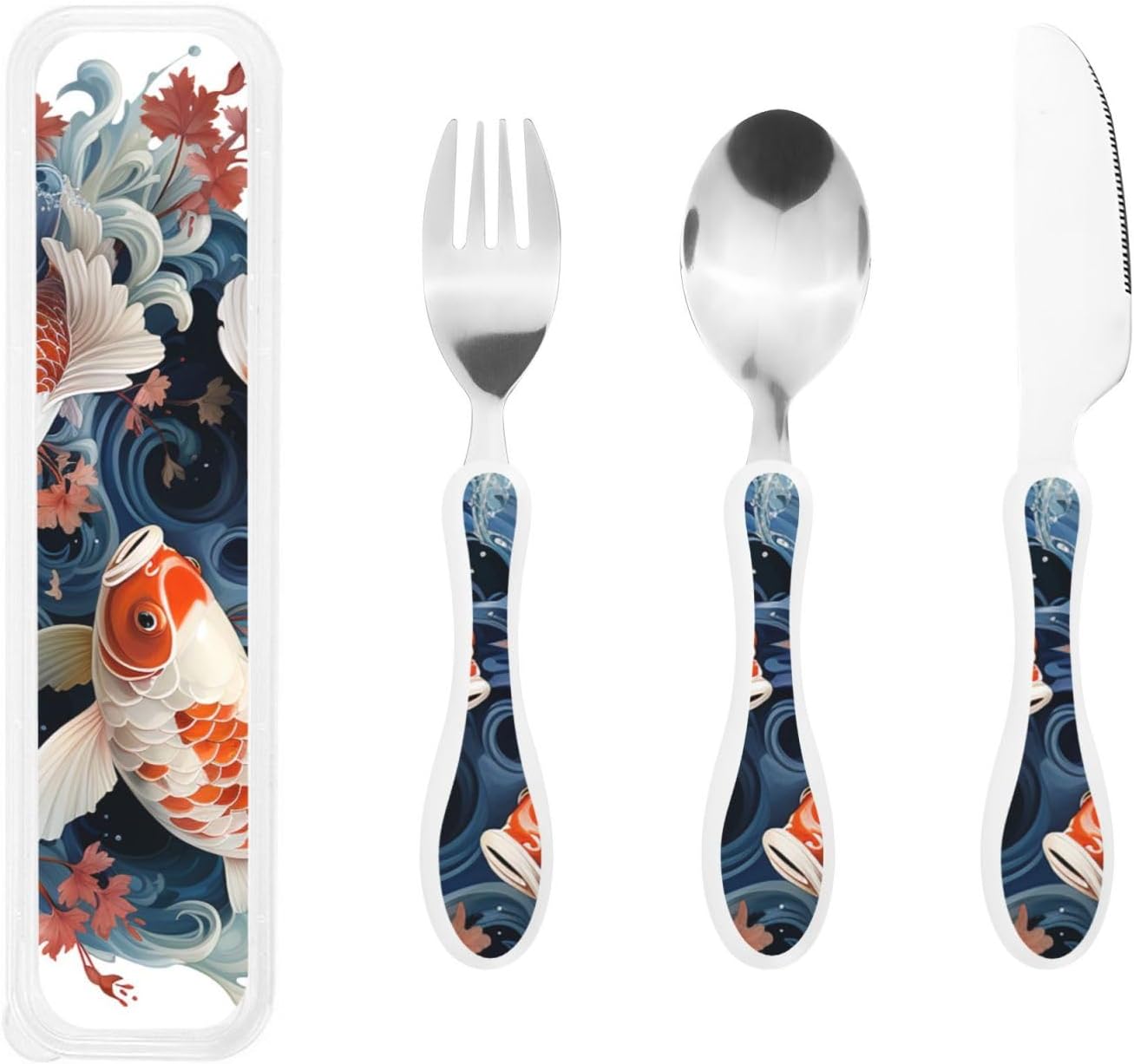 3-Piece Kids Silverware Set With Storage Case, Stainless Steel Reusable Children Safe Knife Spoon Fork Set Blue Active Girl Running Sunset Children Flatware Set For Kids Lunch Box - Colors A