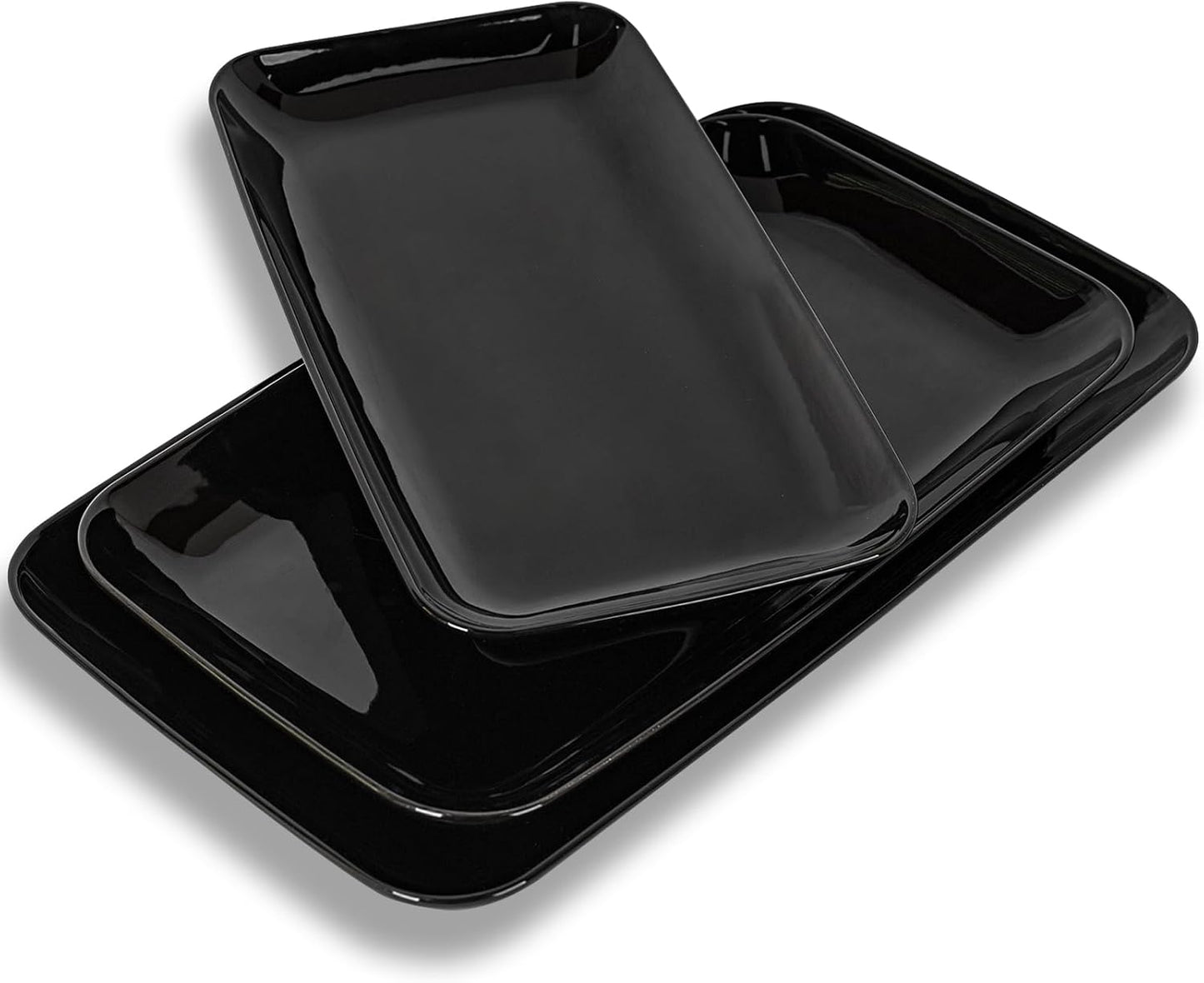 DELLING Large Serving Platter Set of 3, 16/14/12 Inch Porcelain Serving Trays for Party - White Ceramic Rectangular Platters for Entertaining, Appetizer Fruit Tray for Father's Day Shower Dinner
