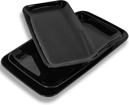 DELLING Large Serving Platter Set of 3, 16/14/12 Inch Porcelain Serving Trays for Party - White Ceramic Rectangular Platters for Entertaining, Appetizer Fruit Tray for Father's Day Shower Dinner