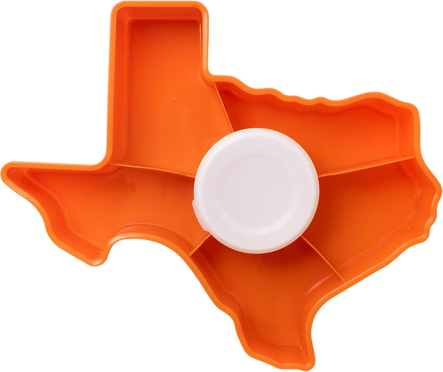 KOLORAE Texas Serving Tray - 6 Compartment Texas Snack Tray w/Dressing Cup. Great for Entertaining. Veggie Tray. Fruit Tray. Snack Tray. Entertaining Platter. Party Serving Platter, Large, White